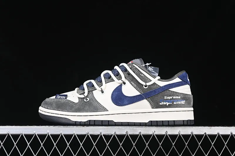 All Categories Nk SB Dunk Series Nk SB Dunk Low High-end Customized Low-top Sneakers Nk SB Dunk Low Supreme Joint-Gray White Blue Hook Drawstring Anniversary High-end Customized Low-top Casual Sneakers XS1186-100